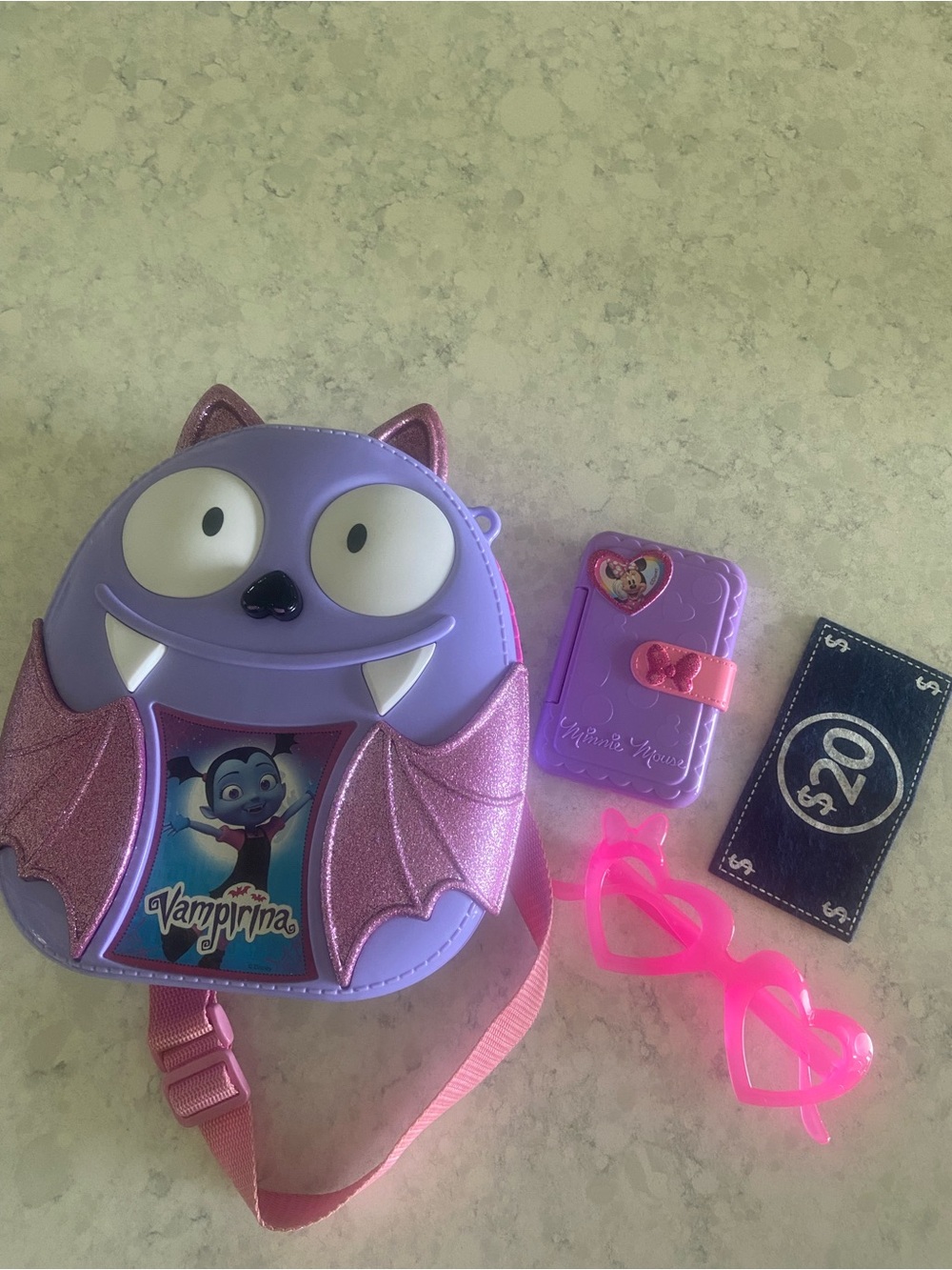 Vampirina Disney Purple Glitter Bat Kids toddler Backpack with Accessories